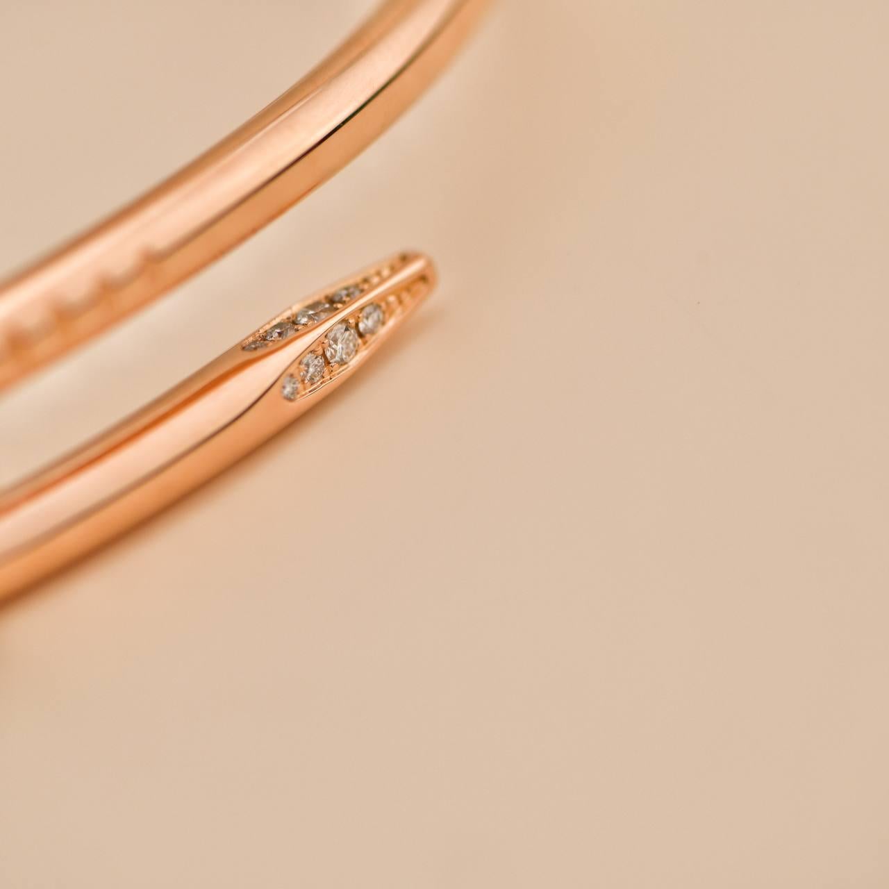 Cartier Juste Un Clou Diamond Bracelet 18K Rose Gold Size 17 en venta 2