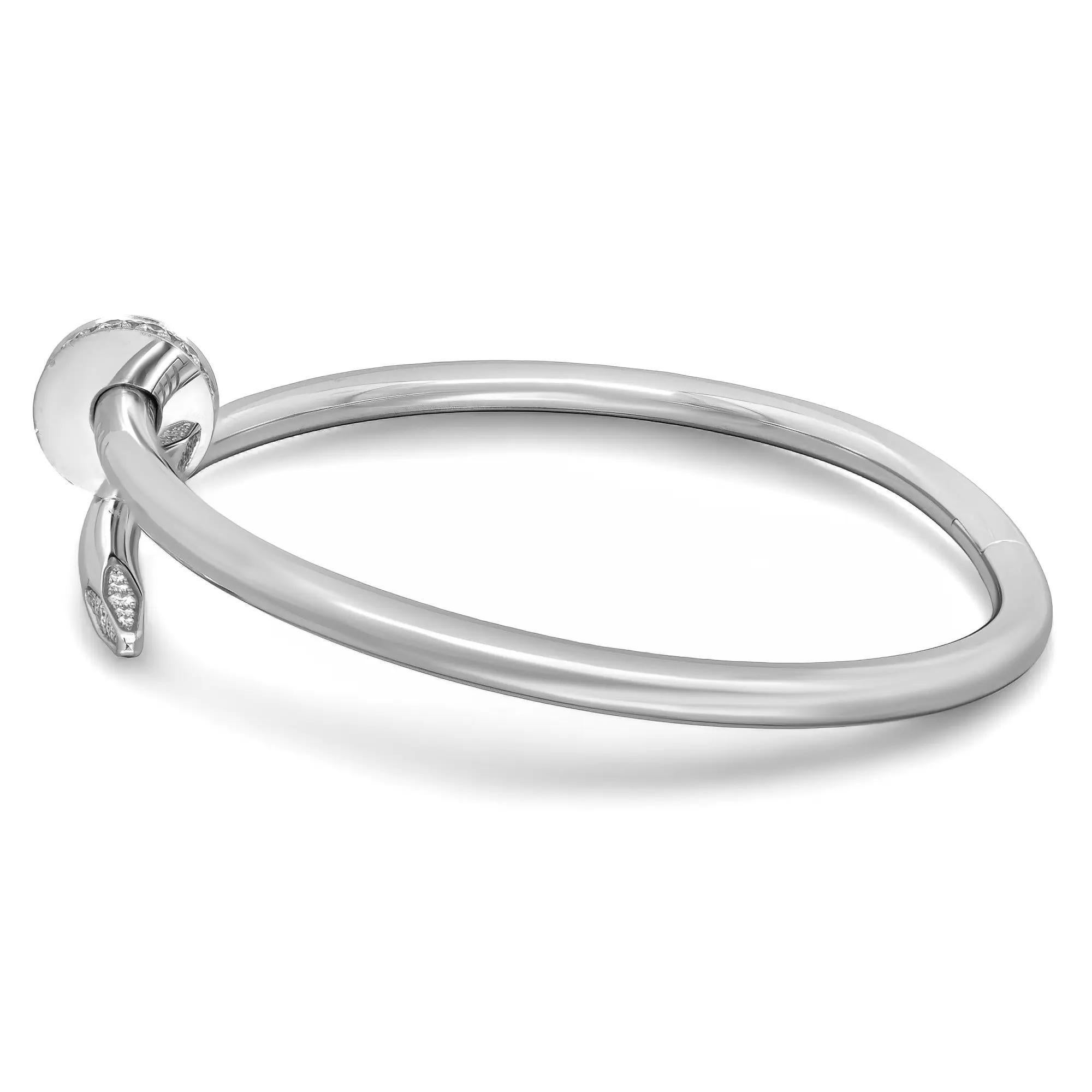Taille ronde Cartier Juste Un Clou Bracelet Diamant Modèle Classic Or Blanc 18K Taille 18 en vente