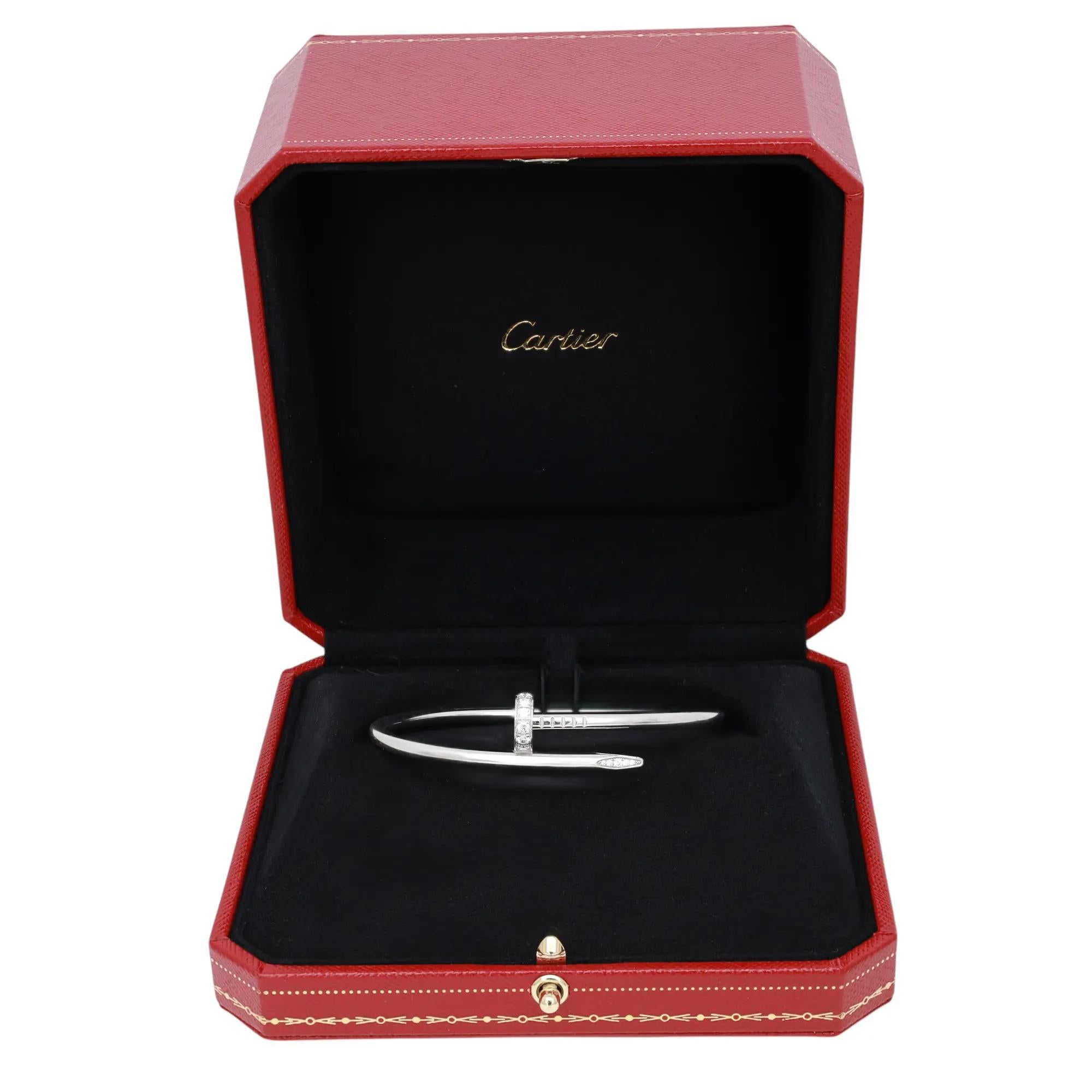 Cartier Juste Un Clou Bracelet Diamant Modèle Classic Or Blanc 18K Taille 18 Excellent état - En vente à New York, NY