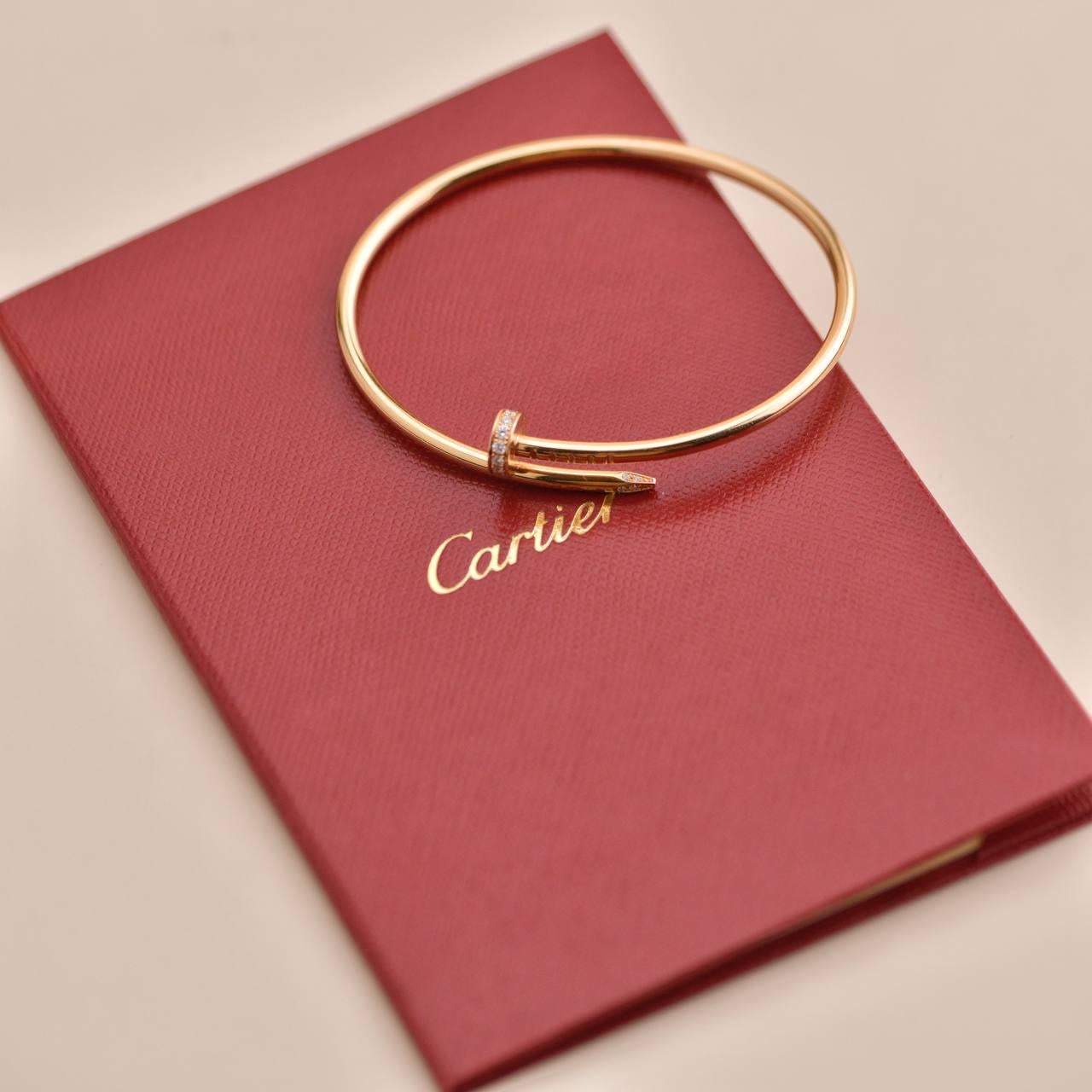 Brilliant Cut Cartier Juste un Clou Diamond Bracelet Rose Gold Small Model Size 16