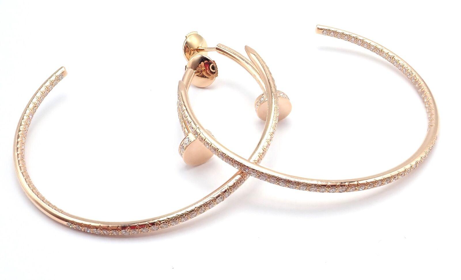Cartier Juste un Clou Diamond Nail Rose Gold Hoop Earrings For Sale 3