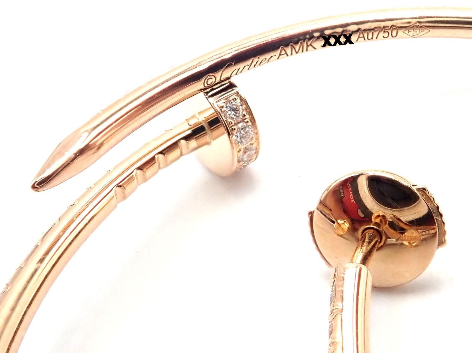 Cartier Juste un Clou Diamond Nail Rose Gold Hoop Earrings For Sale 4