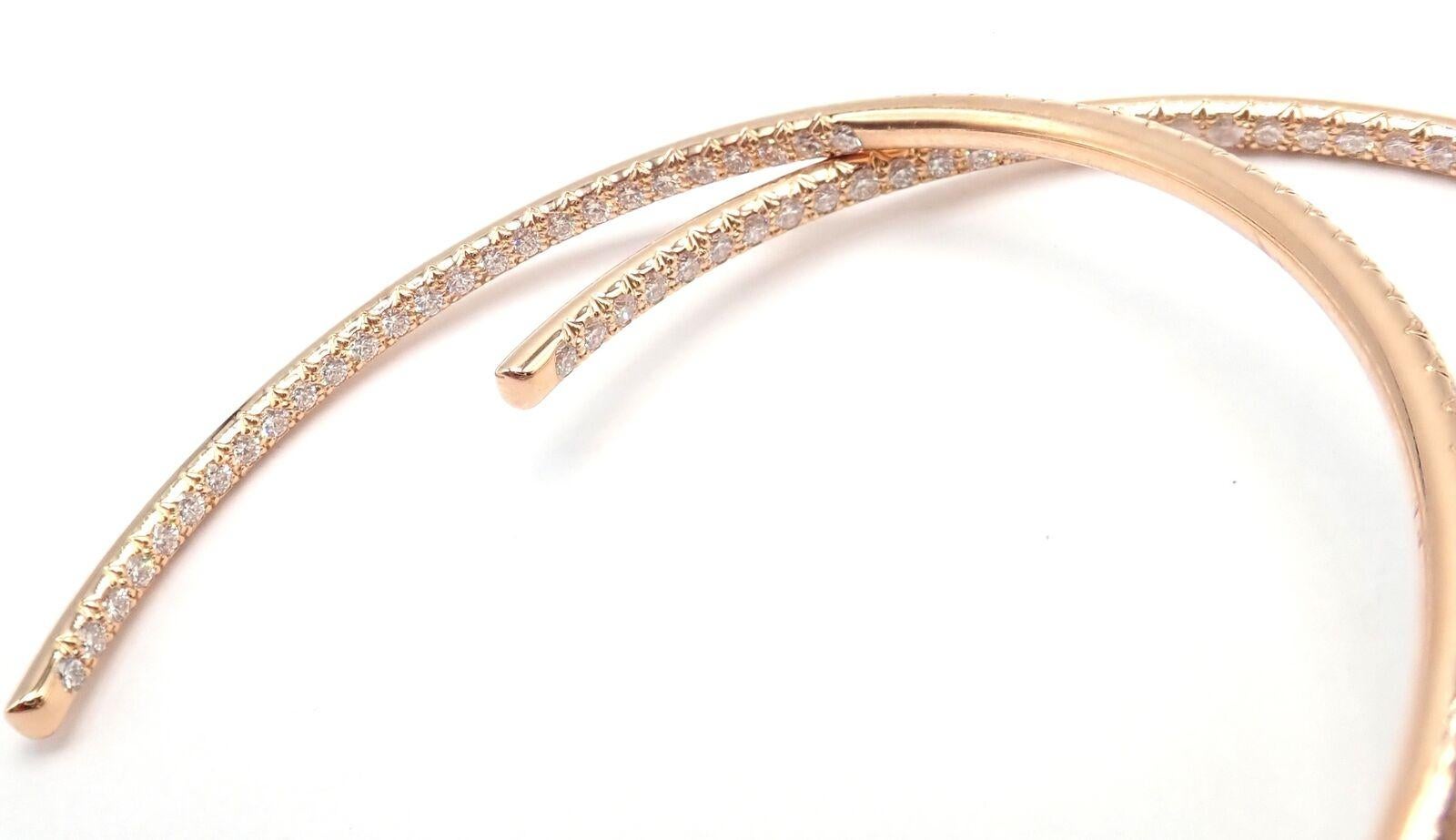 Brilliant Cut Cartier Juste un Clou Diamond Nail Rose Gold Hoop Earrings For Sale