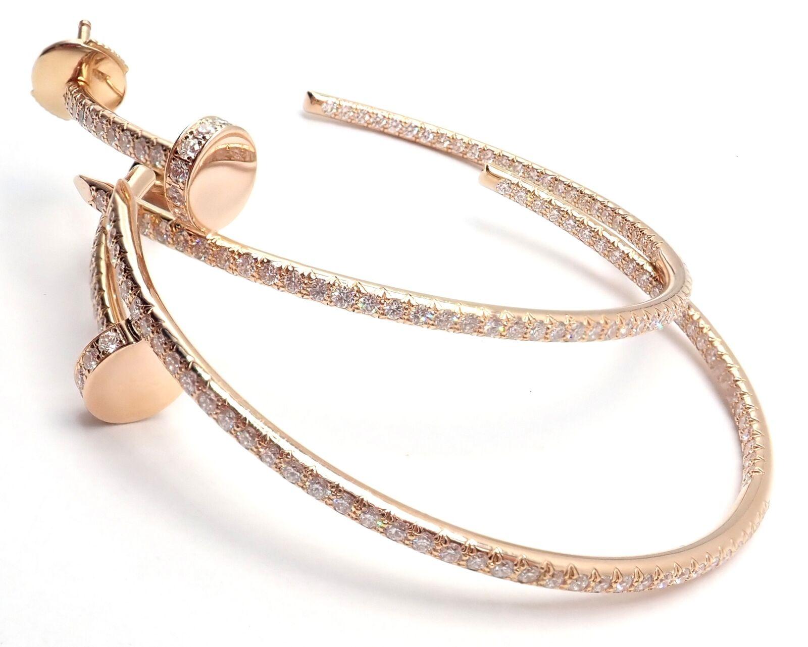 Cartier Juste un Clou Diamond Nail Rose Gold Hoop Earrings In Excellent Condition For Sale In Holland, PA