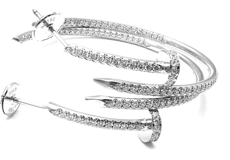 Cartier Juste un Clou Diamond Nail White Gold Hoop Earrings at 1stDibs