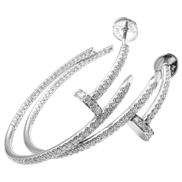 Cartier Juste un Clou Diamond Nail White Gold Hoop Earrings at 1stDibs