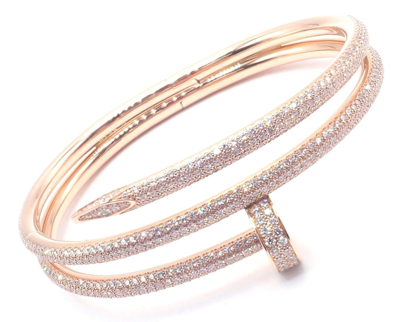 Taglio brillante Cartier Juste Un Clou Bracciale con diamanti e unghie in oro rosa in vendita