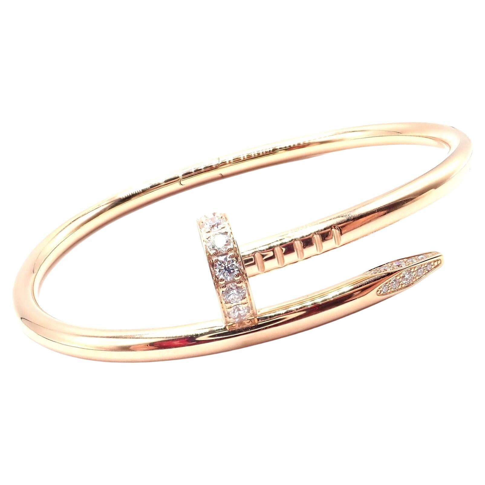 Cartier Juste un Clou Diamond Rose Gold Nail Bangle Bracelet For Sale at  1stDibs