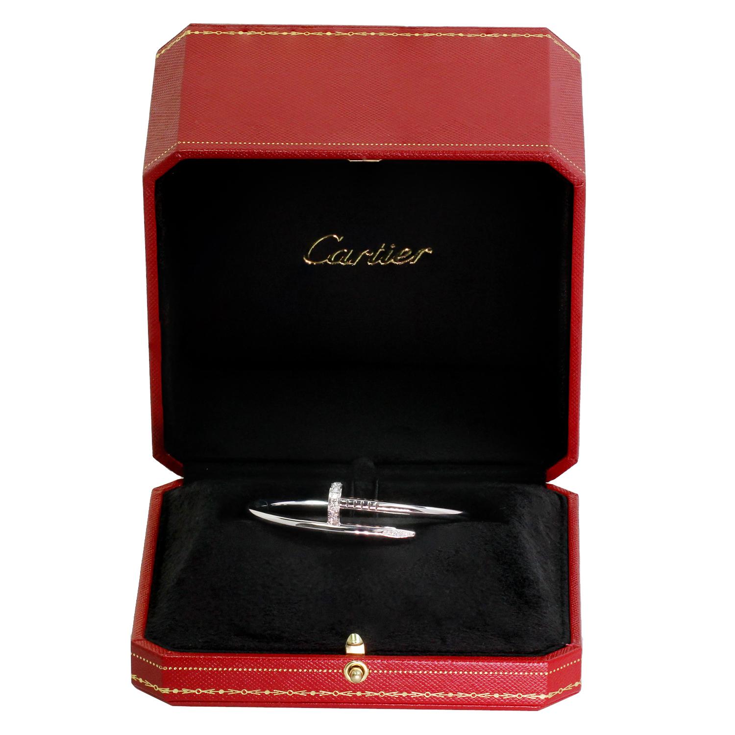 Cartier Juste Un Clou Diamond White Gold Bangle Bracelet In Excellent Condition In New York, NY