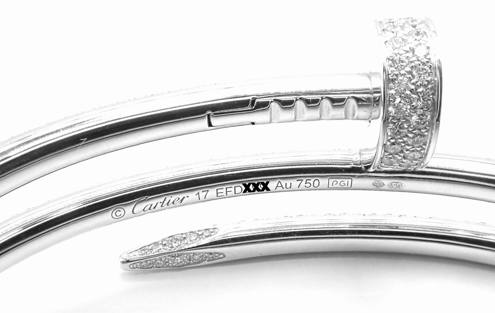 Cartier Juste Un Clou Diamond White Gold Nail Bangle Bracelet 2