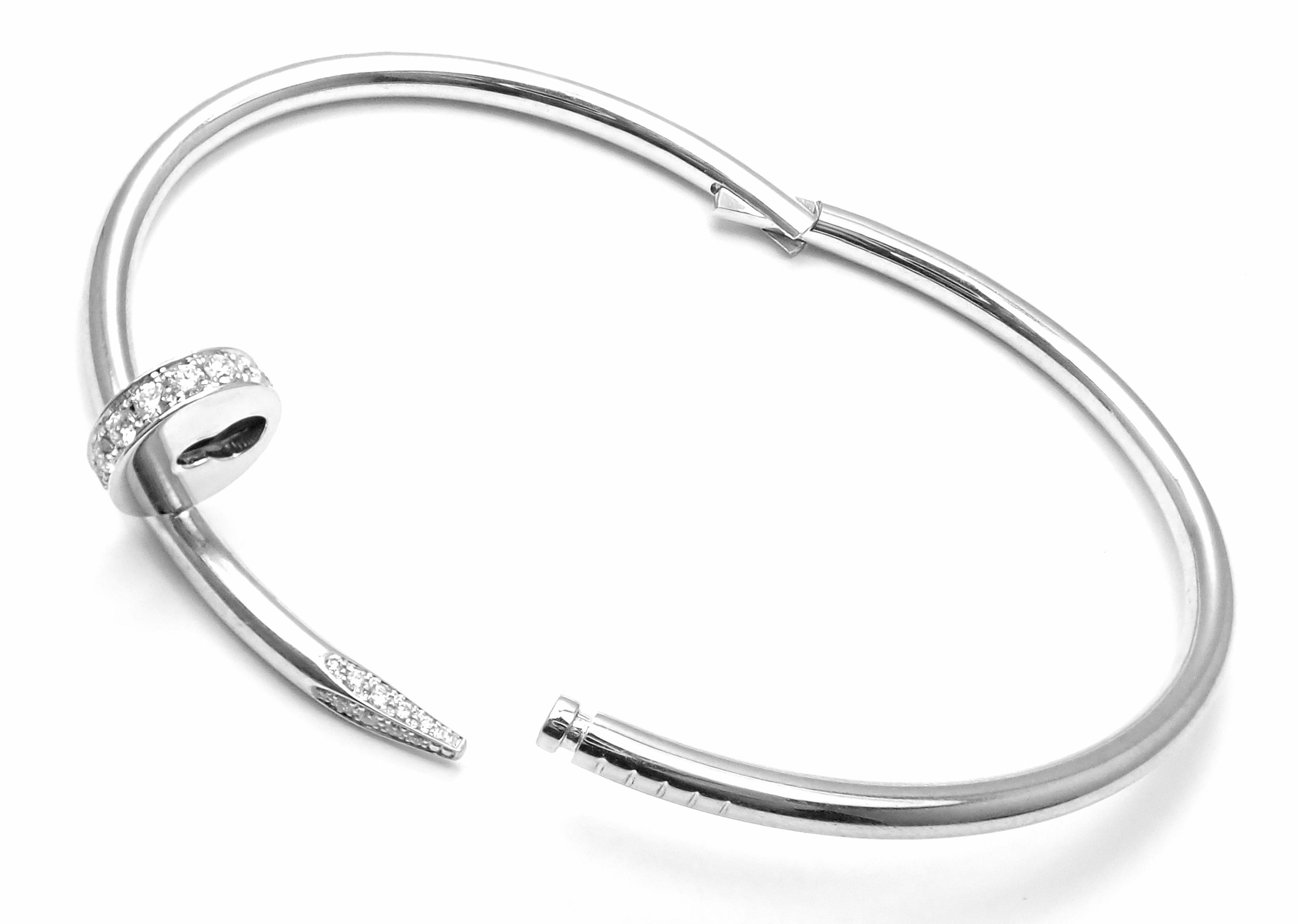 Cartier Juste Un Clou Diamond White Gold Nail Bangle Bracelet 5