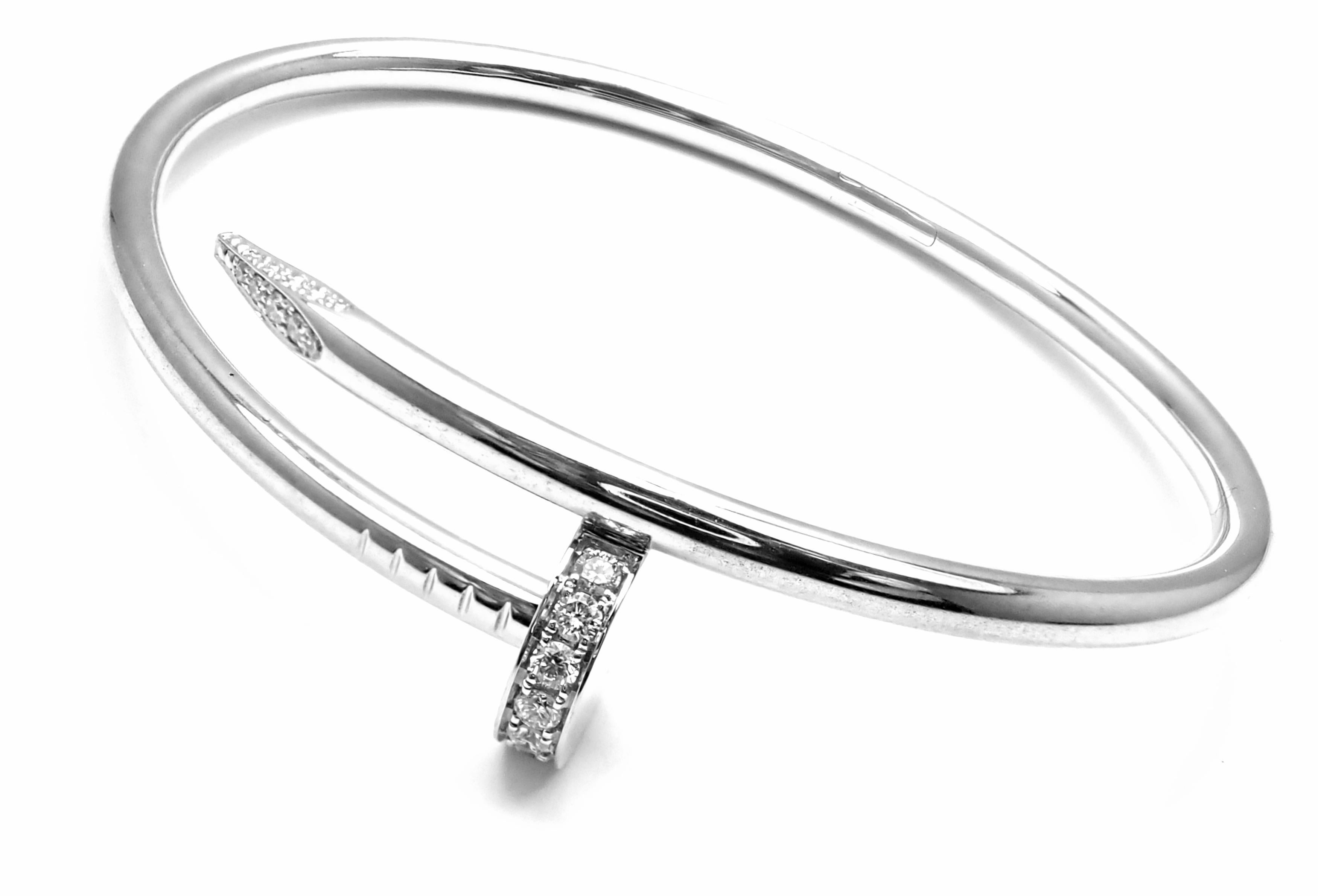 Cartier Juste Un Clou Diamond White Gold Nail Bangle Bracelet In Excellent Condition In Holland, PA