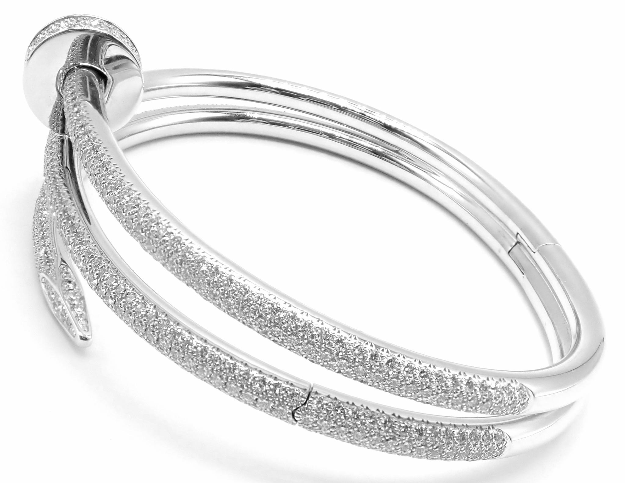 Women's or Men's Cartier Juste Un Clou Diamond White Gold Nail Bangle Bracelet