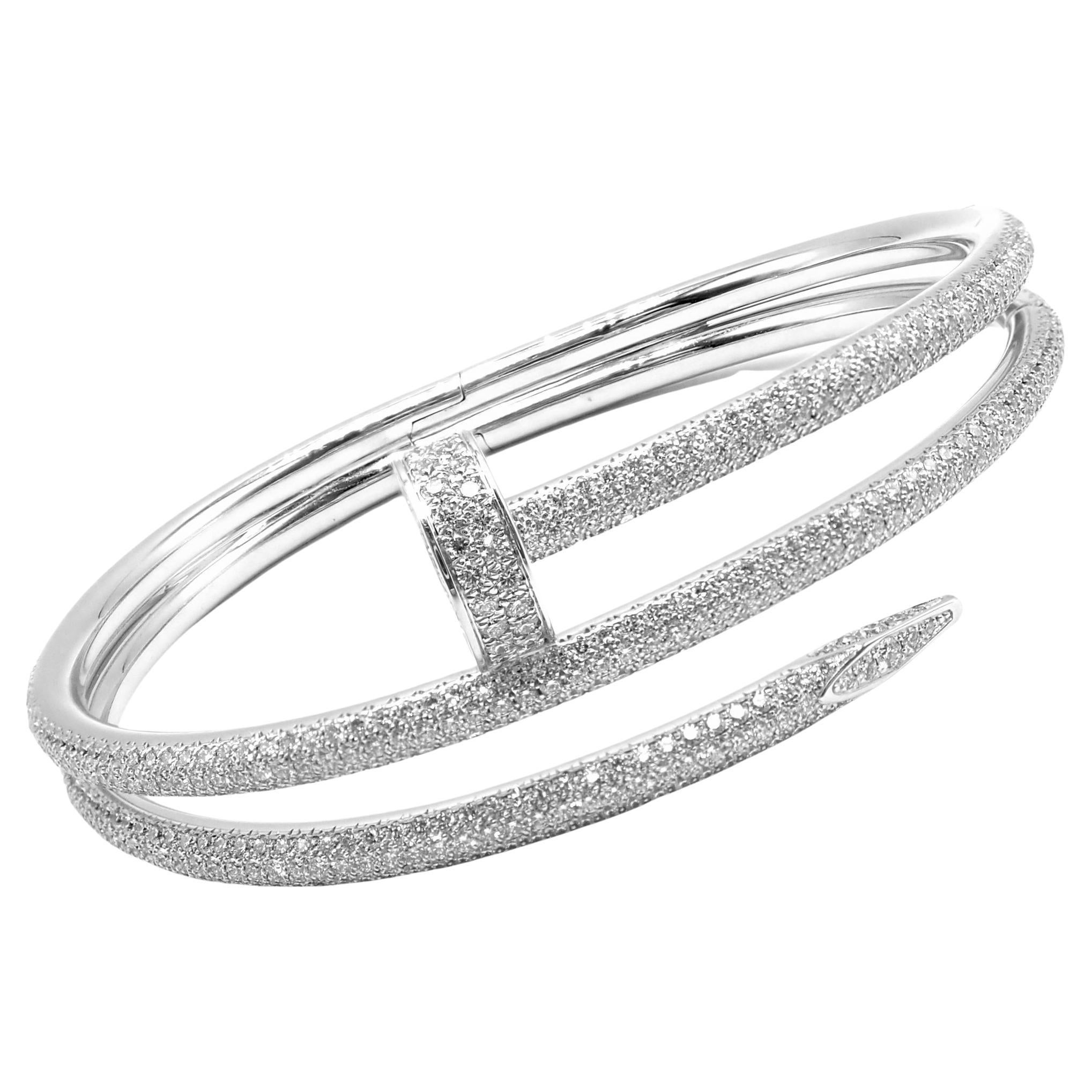 Cartier Juste Un Clou Diamond White Gold Nail Bangle Bracelet