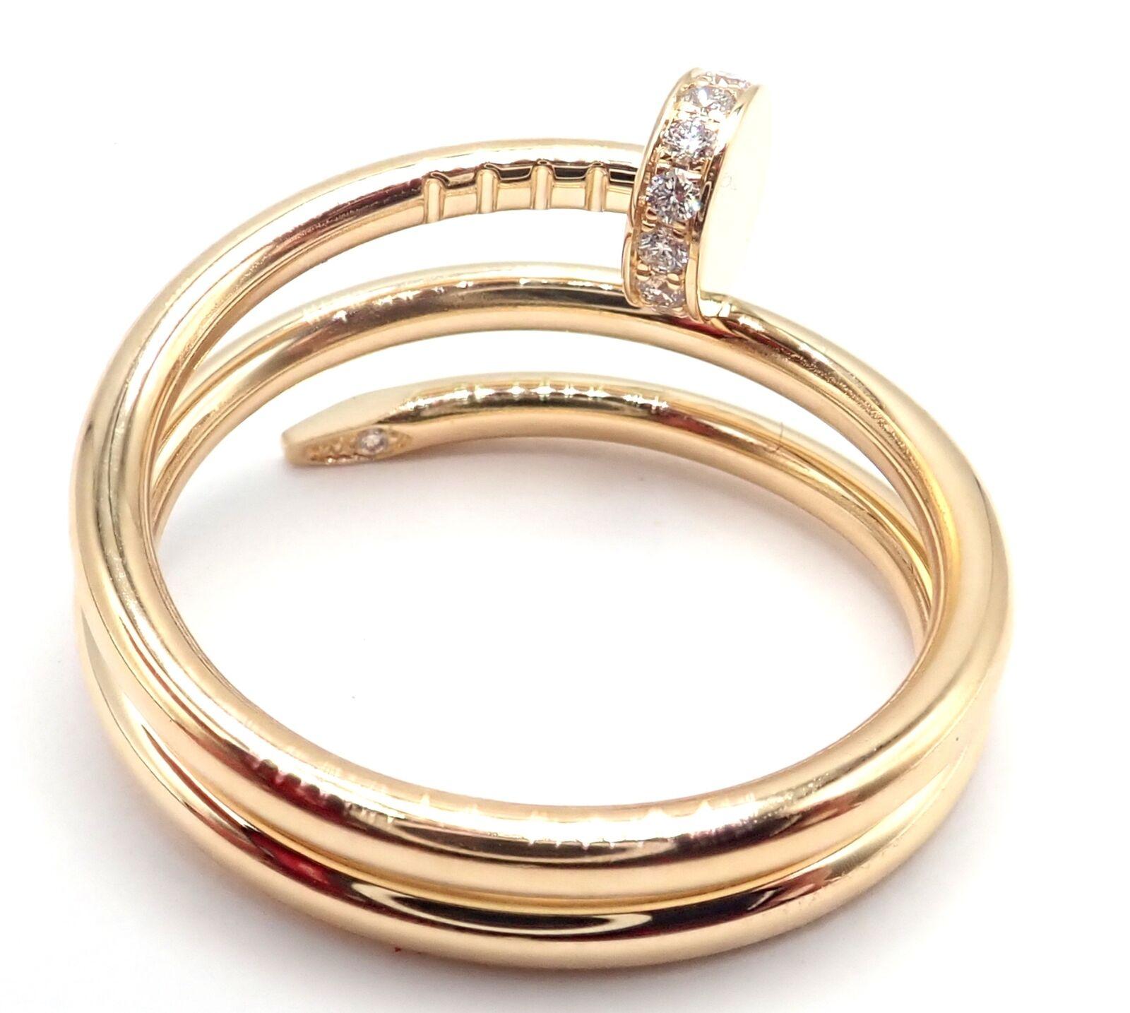 Women's or Men's Cartier Juste un Clou Diamond Yellow Gold Nail Band Ring For Sale