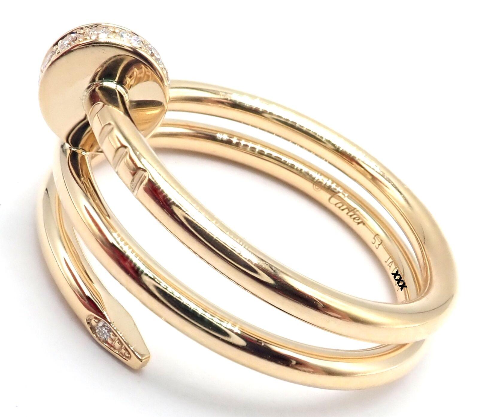 Cartier Juste un Clou Diamond Yellow Gold Nail Band Ring For Sale 3
