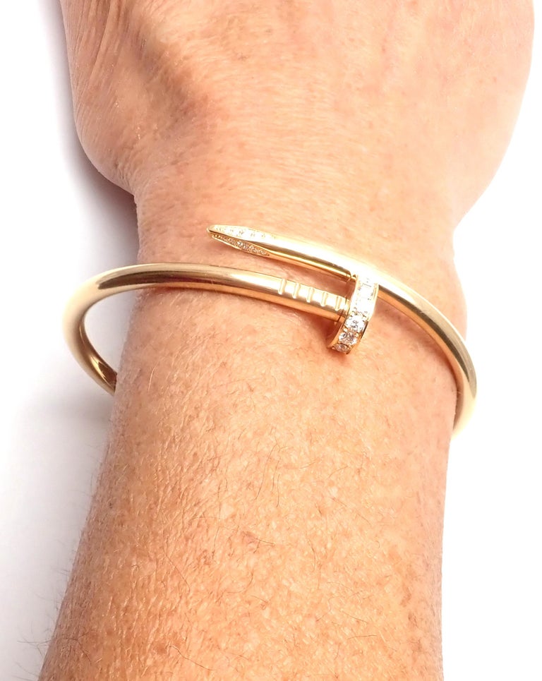 Cartier Juste un Clou Diamond Yellow Gold Nail Bangle Bracelet at