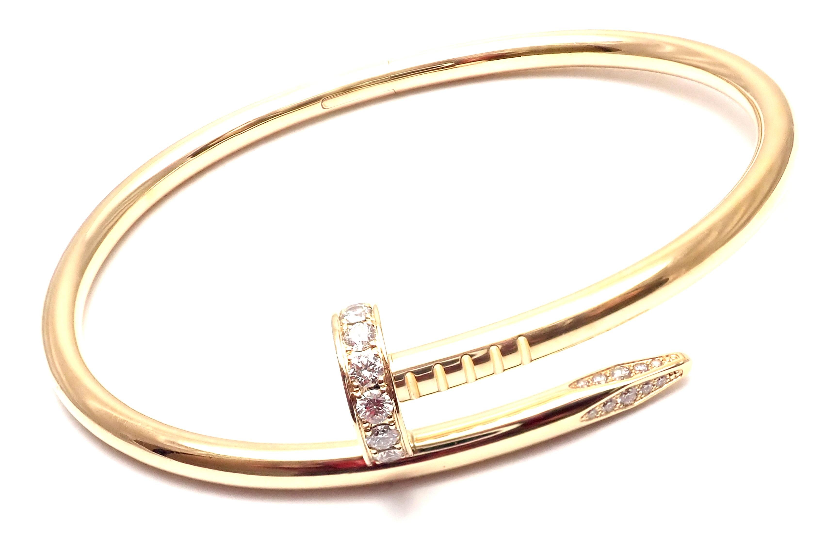 Cartier Juste un Clou Diamond Yellow Gold Bangle Bracelet Excellent état à Southampton, PA