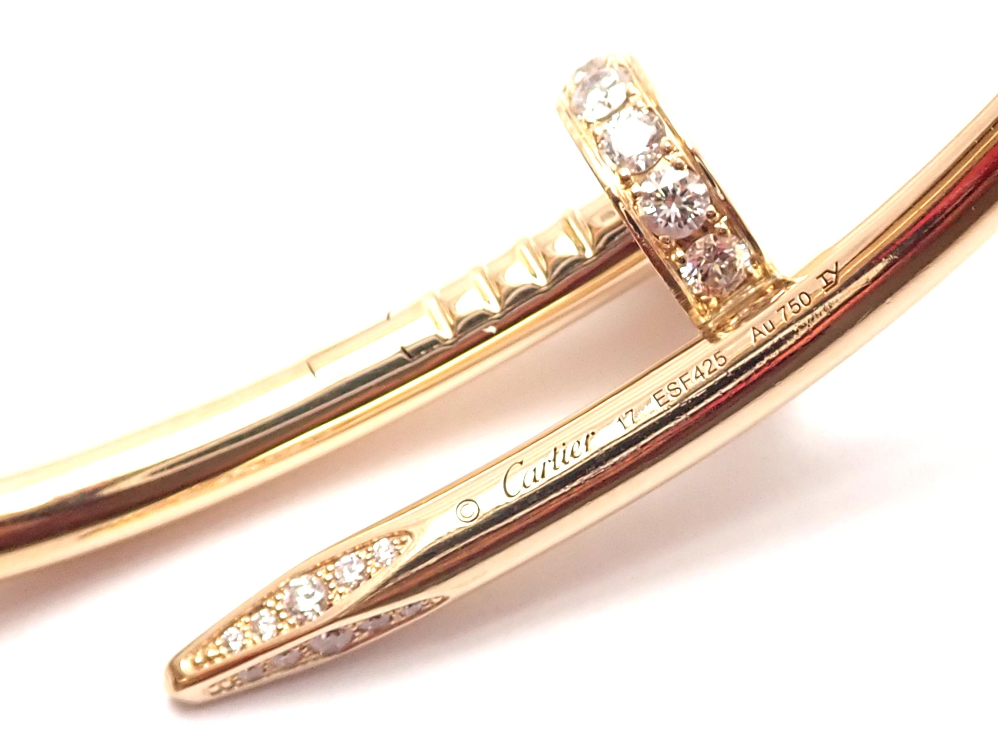 Cartier Juste un Clou Diamond Yellow Gold Nail Bangle Bracelet In Excellent Condition In Holland, PA