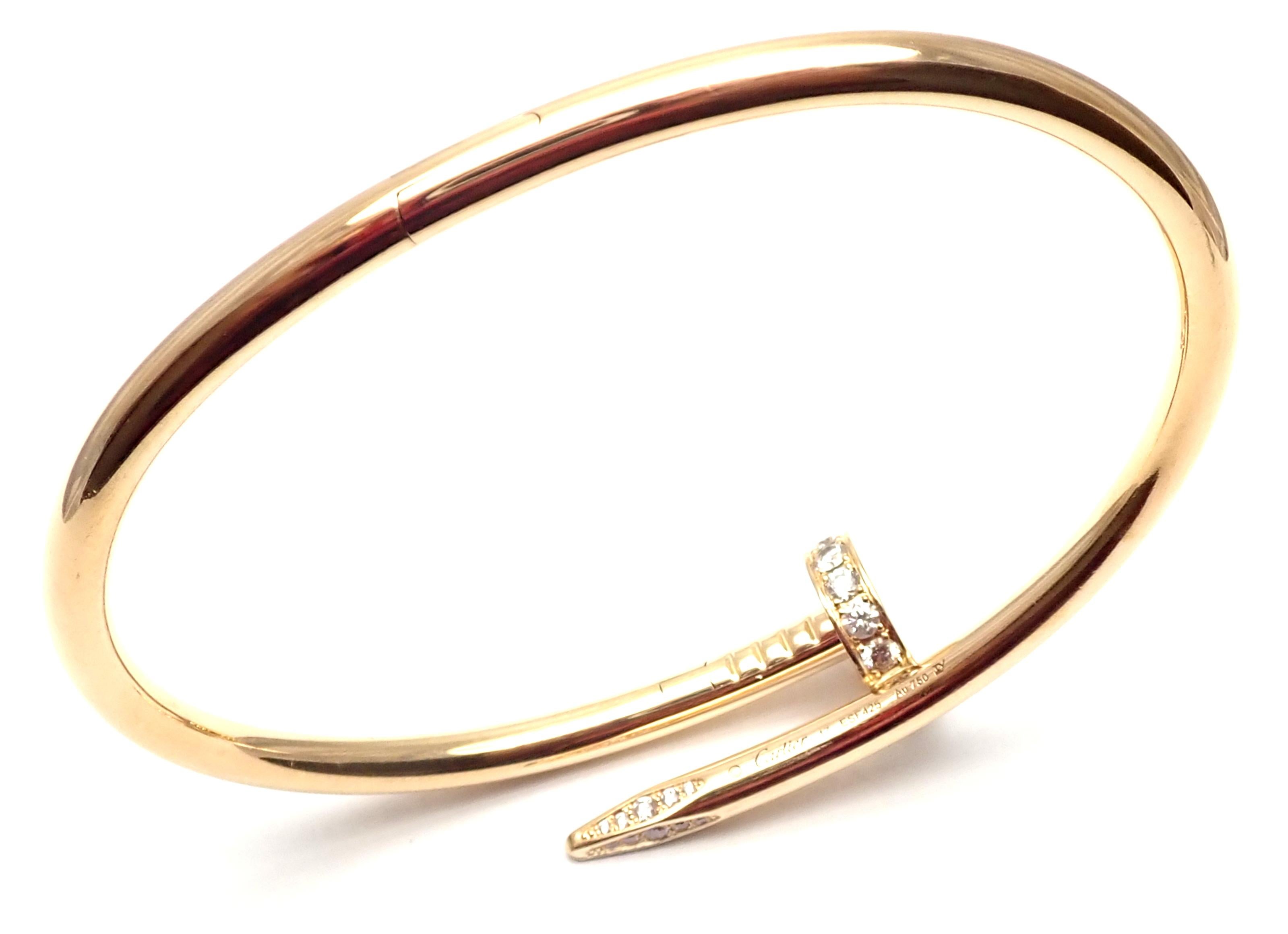 Women's or Men's Cartier Juste un Clou Diamond Yellow Gold Nail Bangle Bracelet