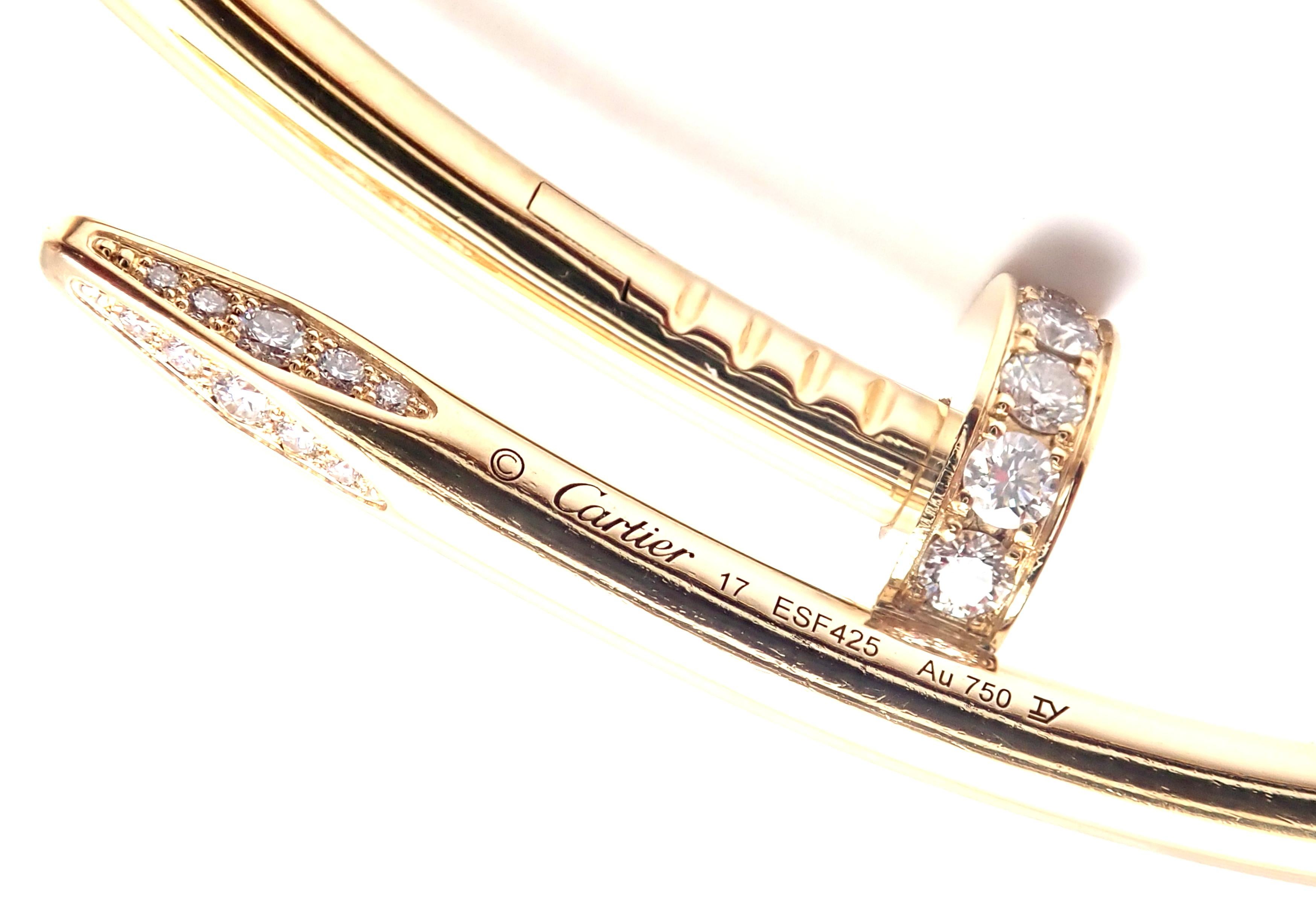 Cartier Juste un Clou Diamond Yellow Gold Nail Bangle Bracelet 1