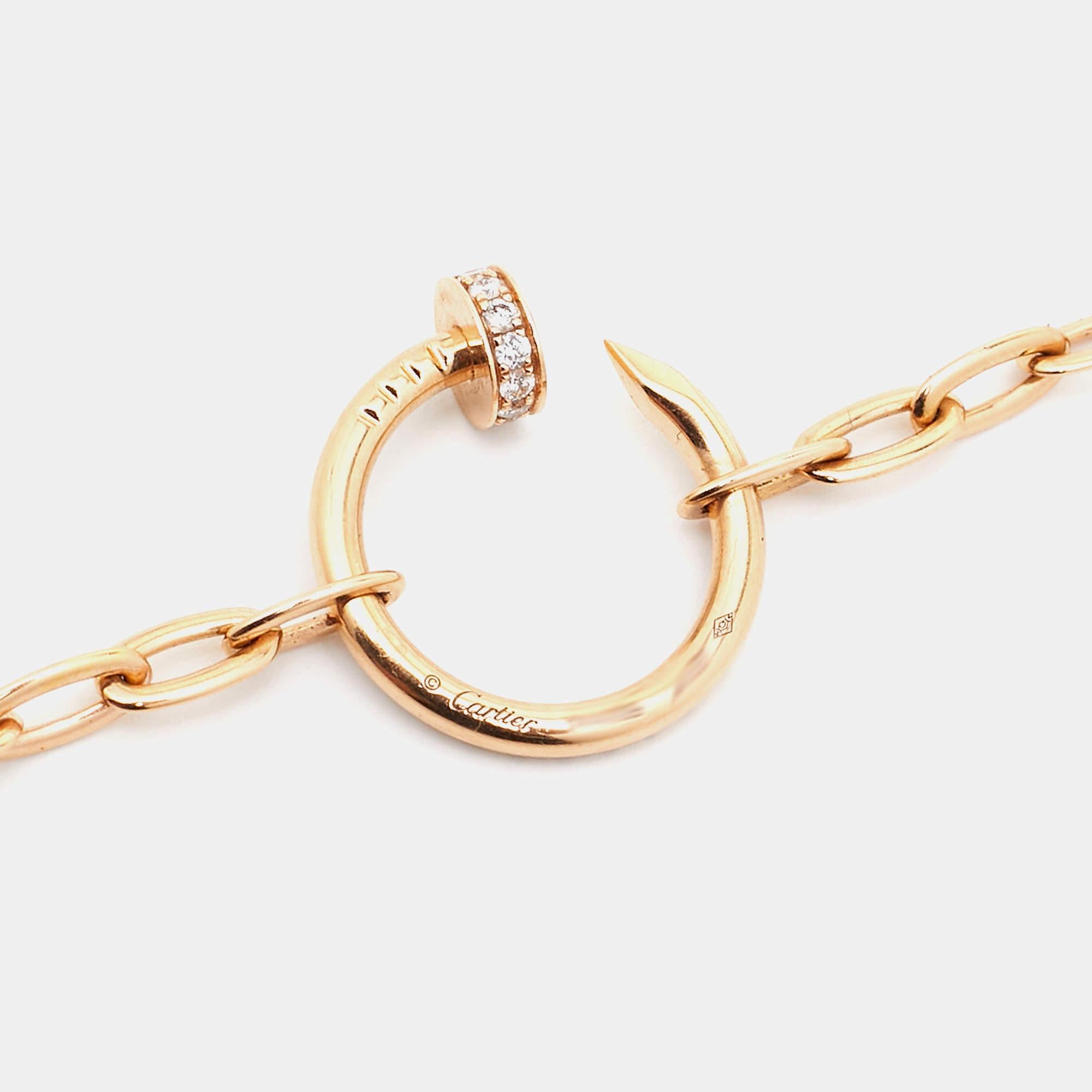 Cartier Juste Un Clou Diamonds 18k Rose Gold 6 Motif Long Necklace In Good Condition For Sale In Dubai, Al Qouz 2