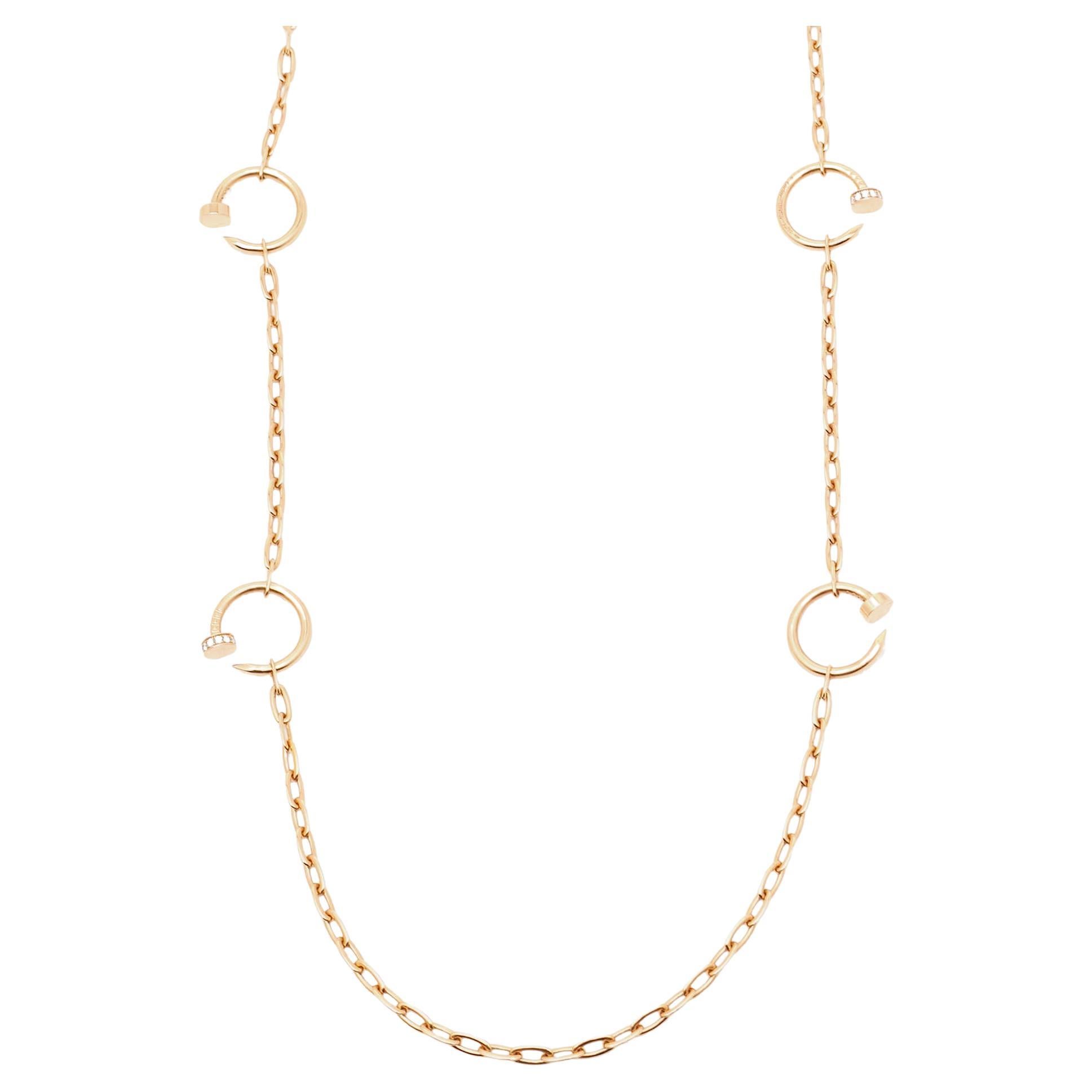Cartier Juste Un Clou Diamonds 18k Rose Gold 6 Motif Long Necklace For Sale