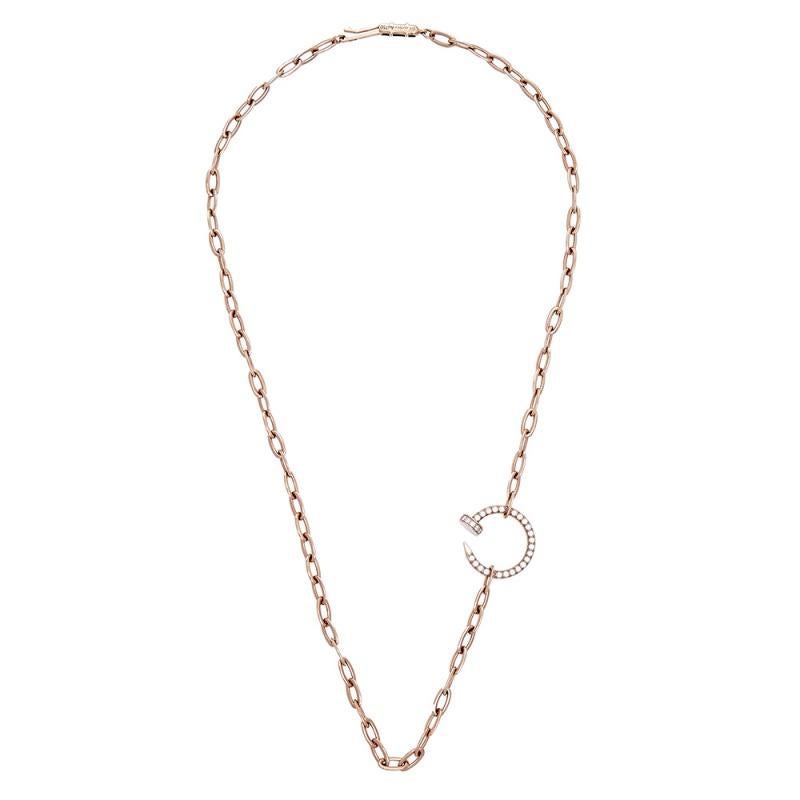 Cartier Juste un Clou Diamonds 18K Rose Gold Chain Necklace In Good Condition In Dubai, Al Qouz 2