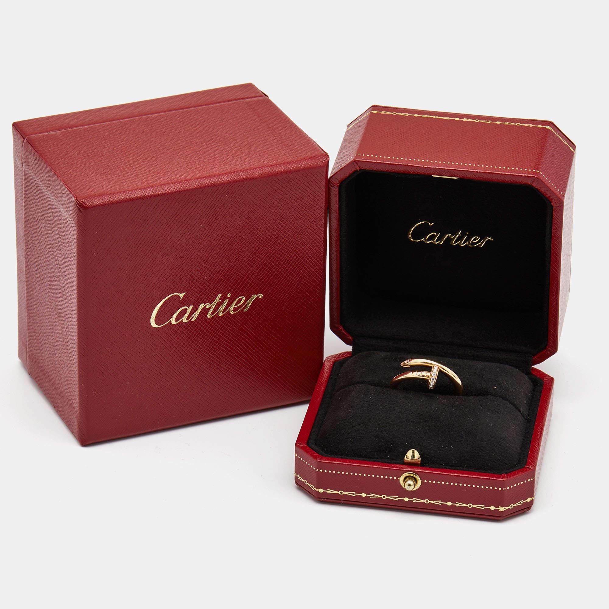 Contemporary Cartier Juste Un Clou Diamonds 18k Rose Gold Ring Size 57