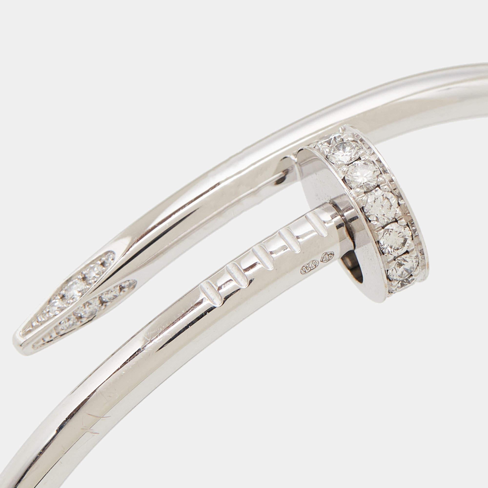 Women's Cartier Juste Un Clou Diamonds 18k White Gold Bracelet 16