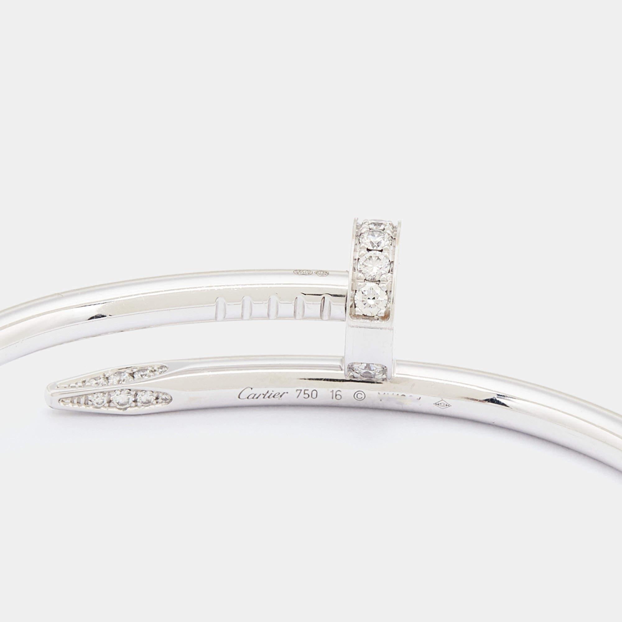 Cartier Juste Un Clou Diamonds 18k White Gold Bracelet 16 1