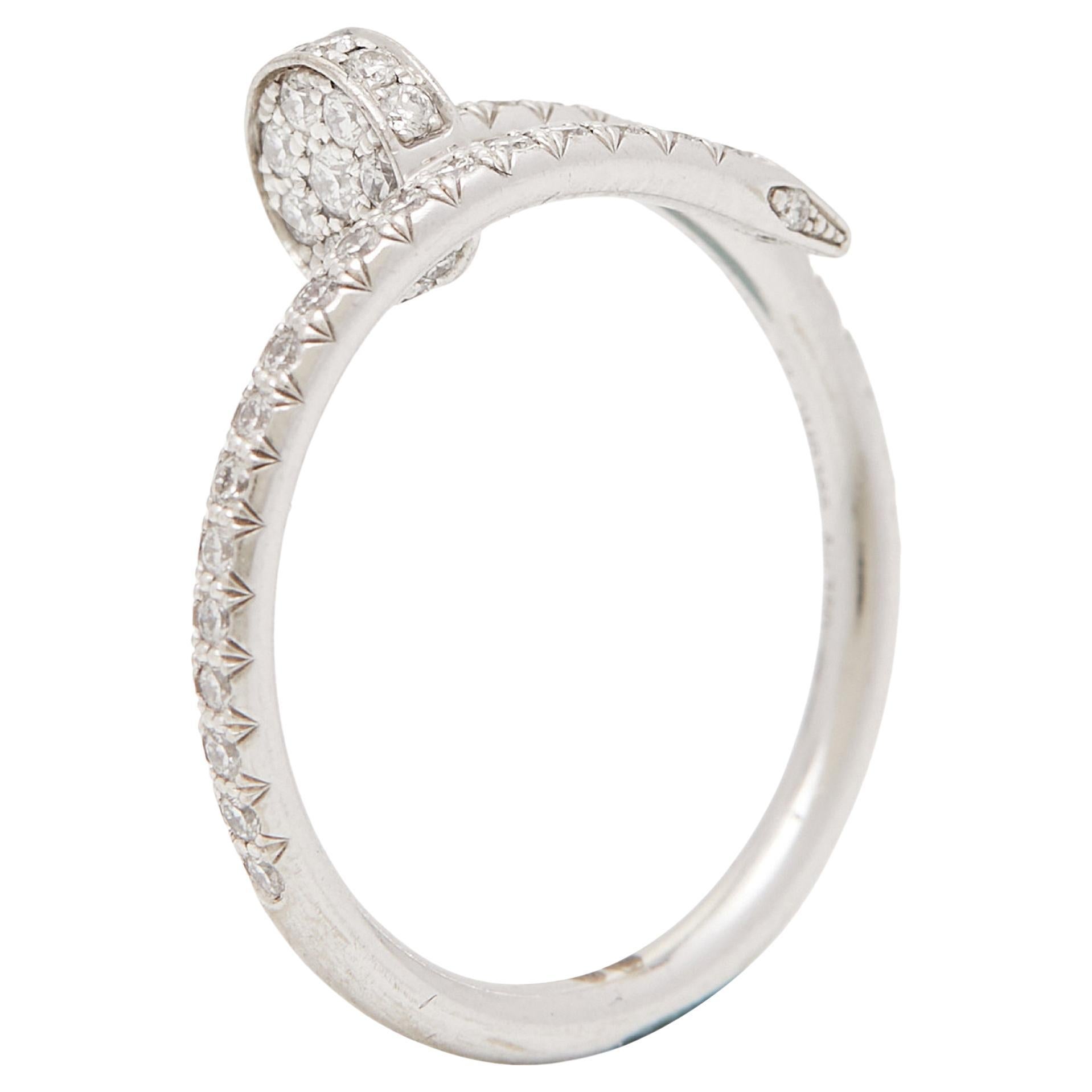 Cartier Juste Un Clou Diamonds 18k White Gold Ring Size 52
