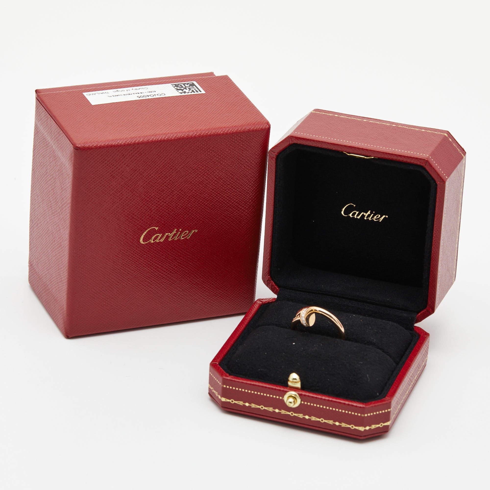 Women's Cartier Juste Un Clou Diamonds 18k Yellow Gold Ring Size 52 For Sale