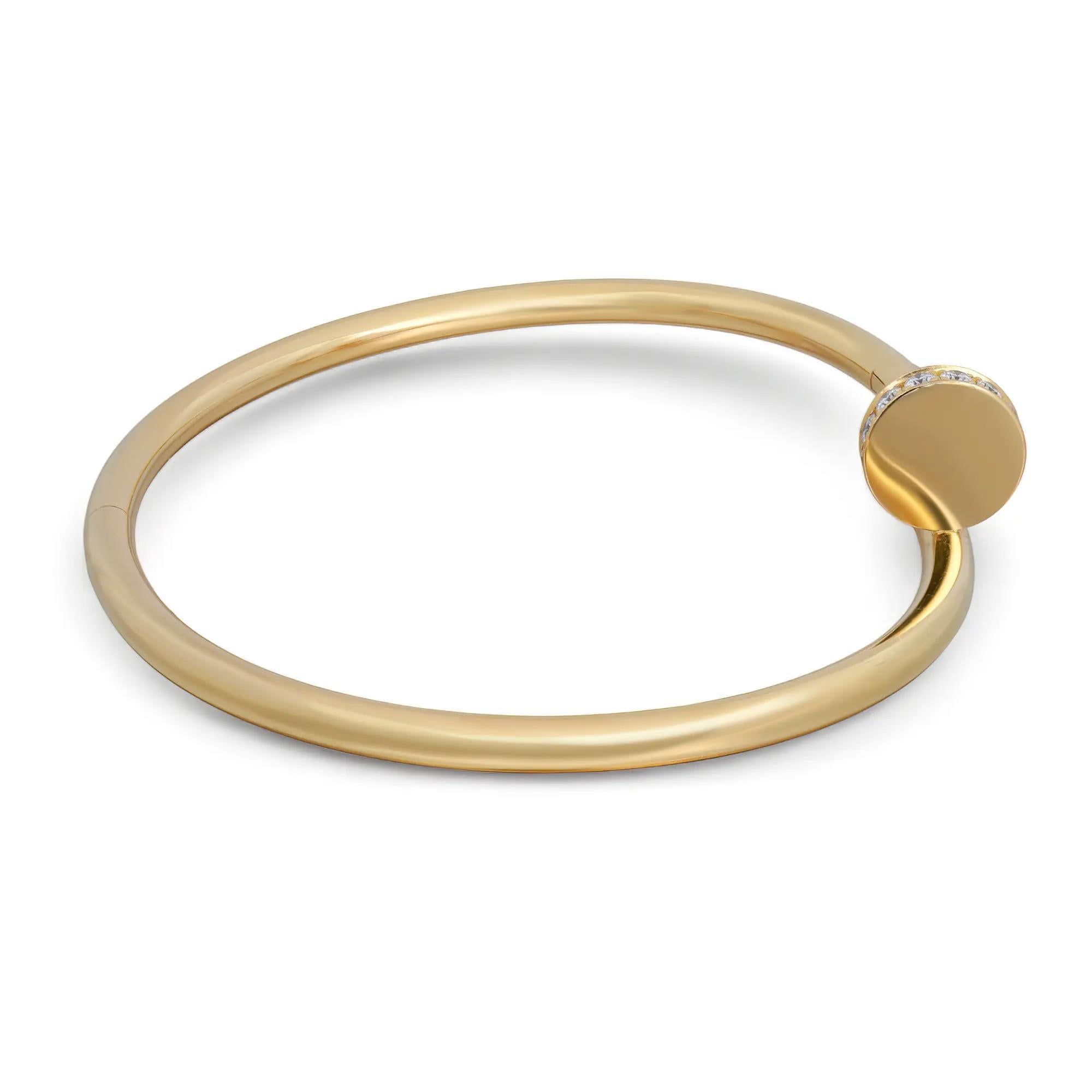 Cartier Juste Un Clou Diamonds Bracelet Classic Model 18K Yellow Gold Size 19 (Rundschliff) im Angebot