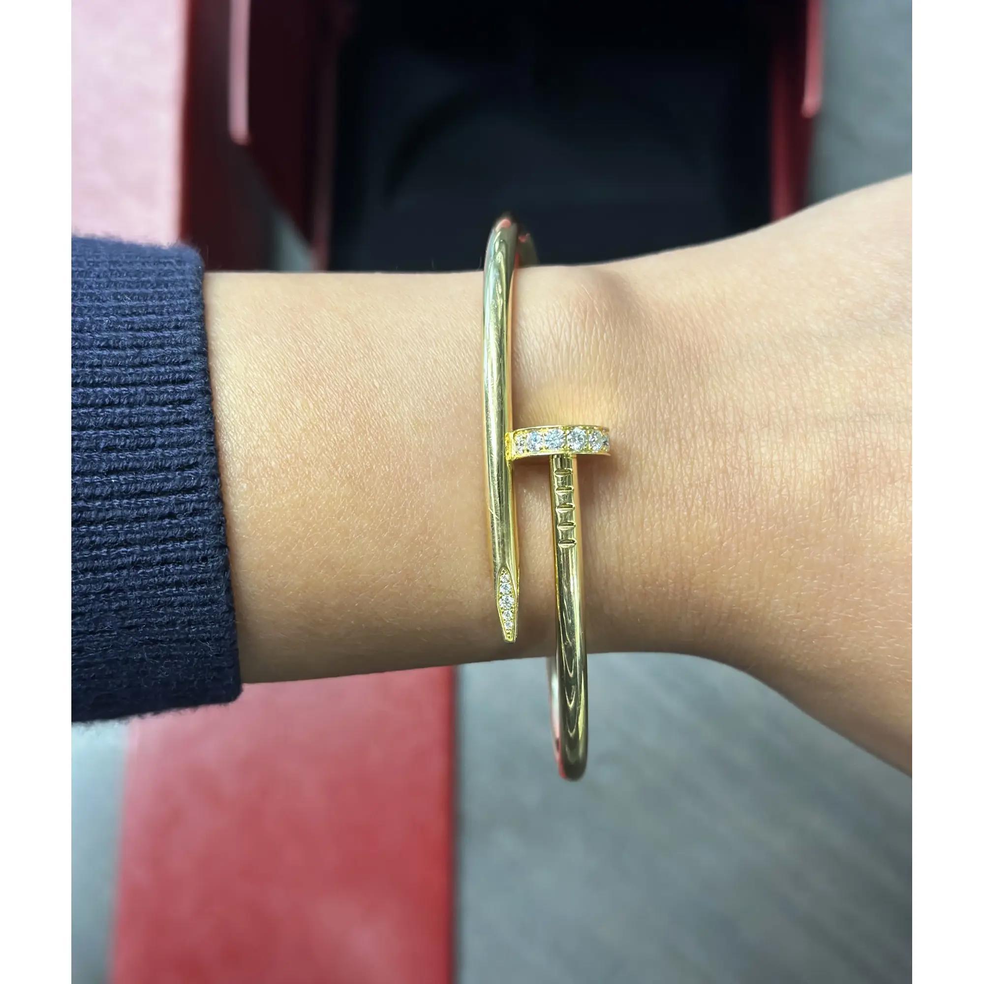 Cartier Juste Un Clou Diamonds Bracelet Classic Model 18K Yellow Gold Size 19 im Angebot 1