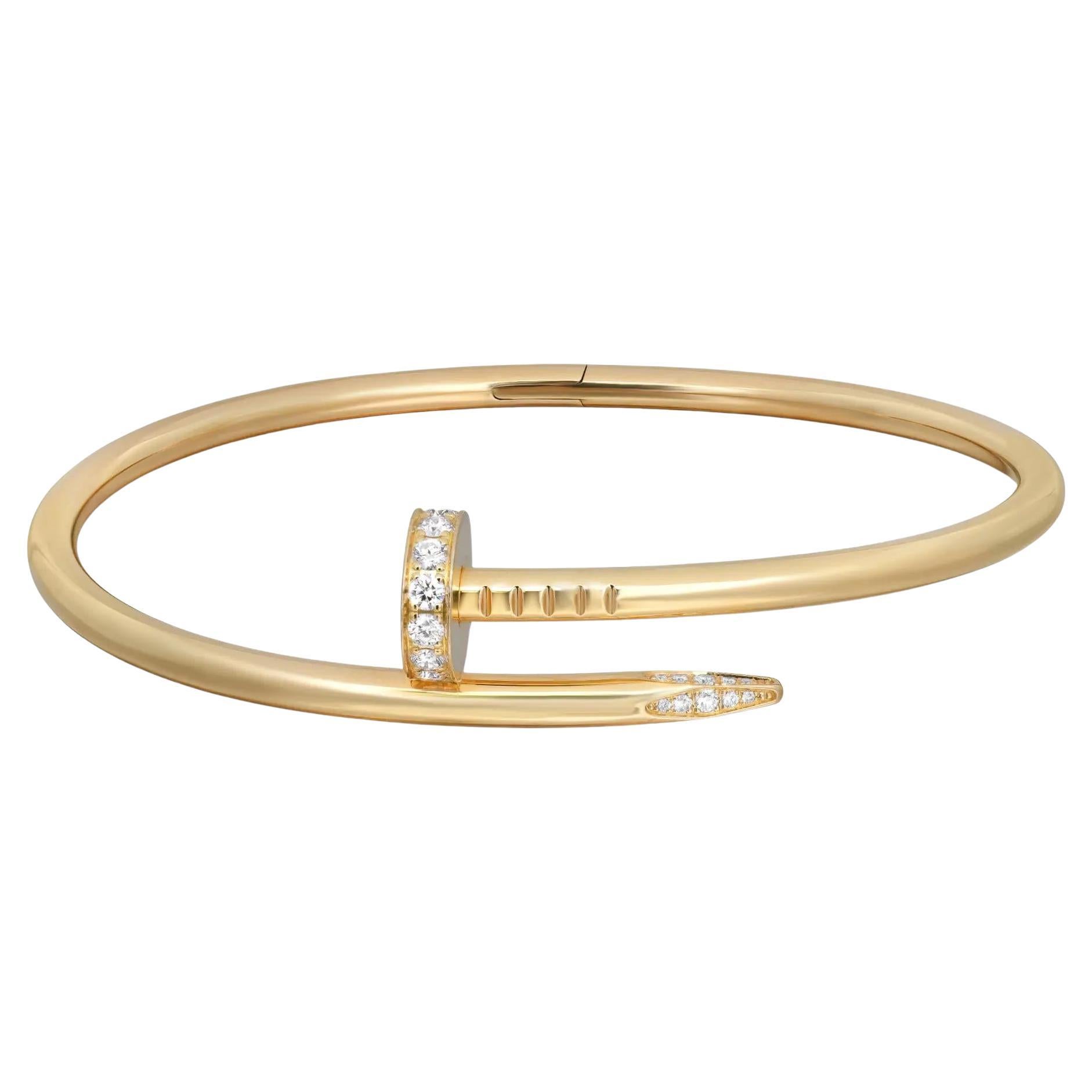 Cartier Juste Un Clou Diamonds Bracelet Classic Model 18K Yellow Gold Size 19
