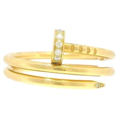 Cartier Juste un Clou double-diamond 18K Yellow Gold Ring Size 55