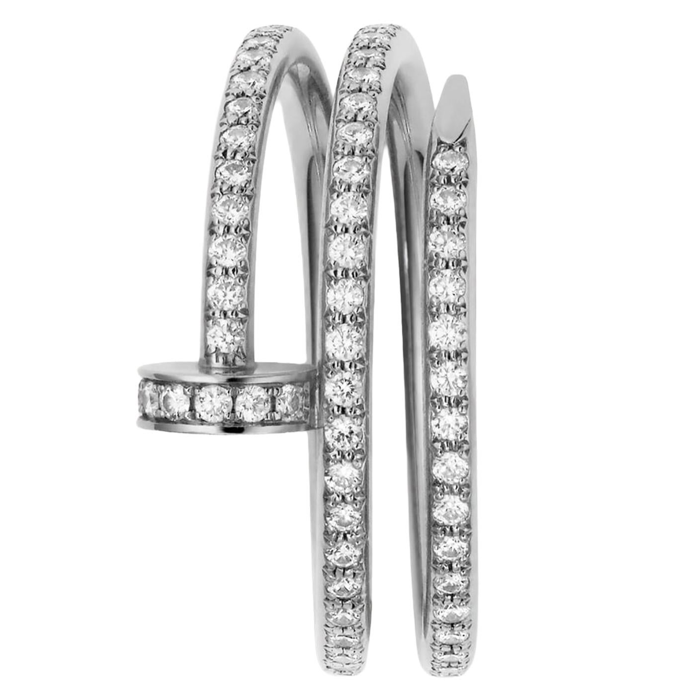 Cartier Juste un Clou Double Half-Paved 0.59ct Brilliant-Cut Diamond Ring en Excelente estado para la venta en Aventura, FL