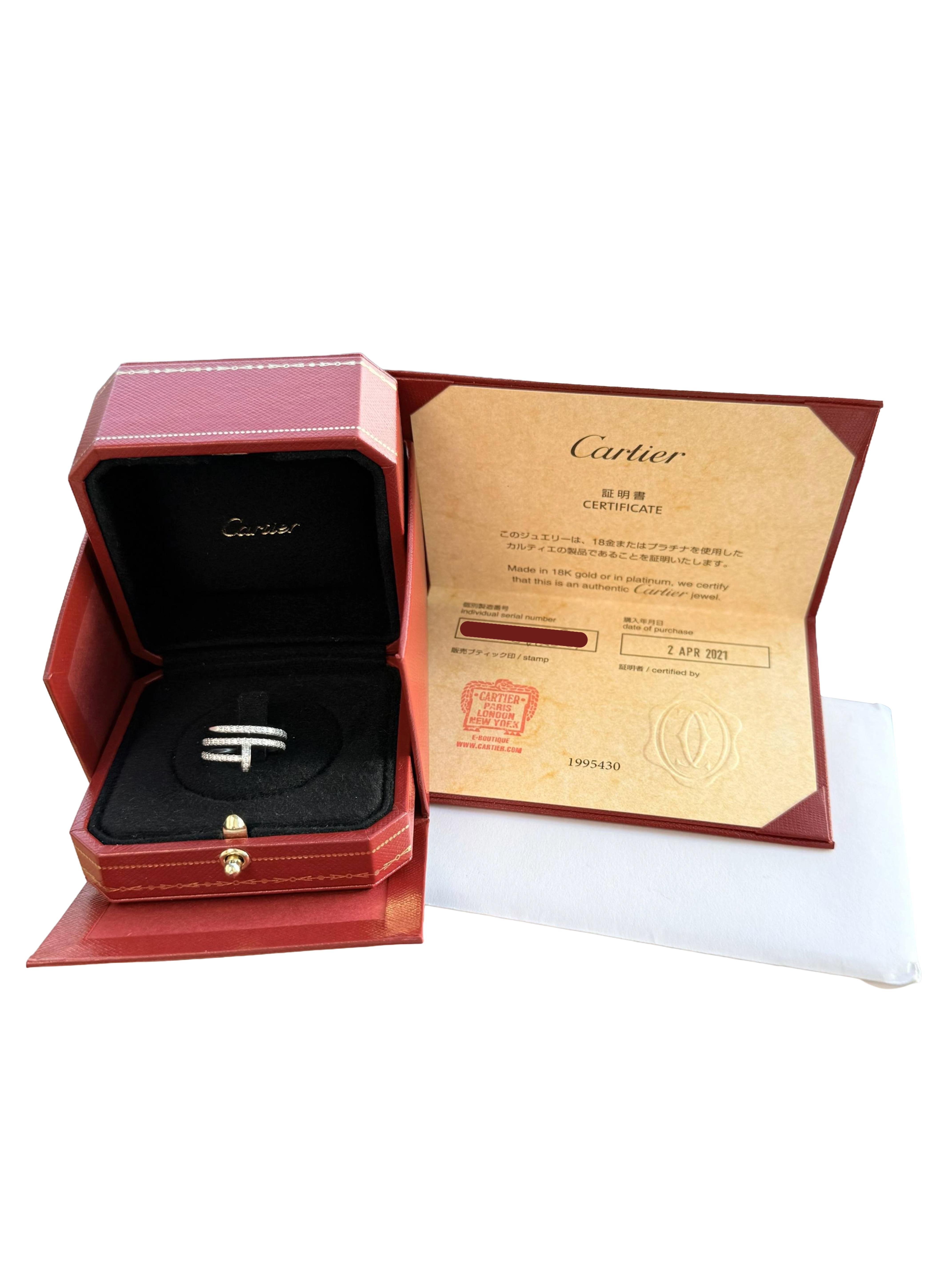 De las mujeres Cartier Juste un Clou Double Half-Paved 0.59ct Brilliant-Cut Diamond Ring en venta