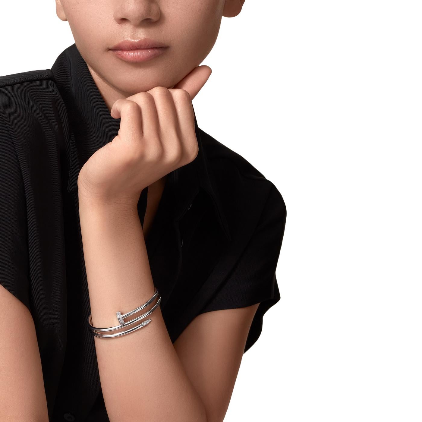 Cartier Juste un Clou Bracciale a doppio chiodo con 0,51 carati di diamanti in oro bianco 18 carati in vendita 1