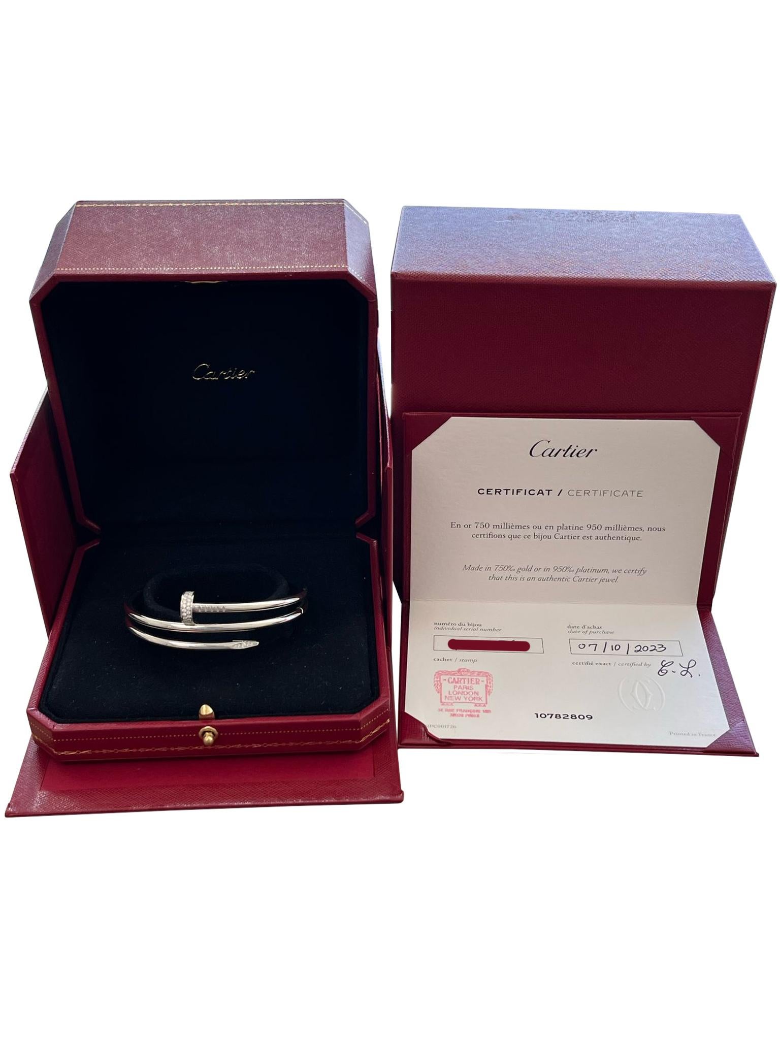 Modernista Cartier Juste un Clou Bracciale a doppio chiodo con 0,51 carati di diamanti in oro bianco 18 carati in vendita