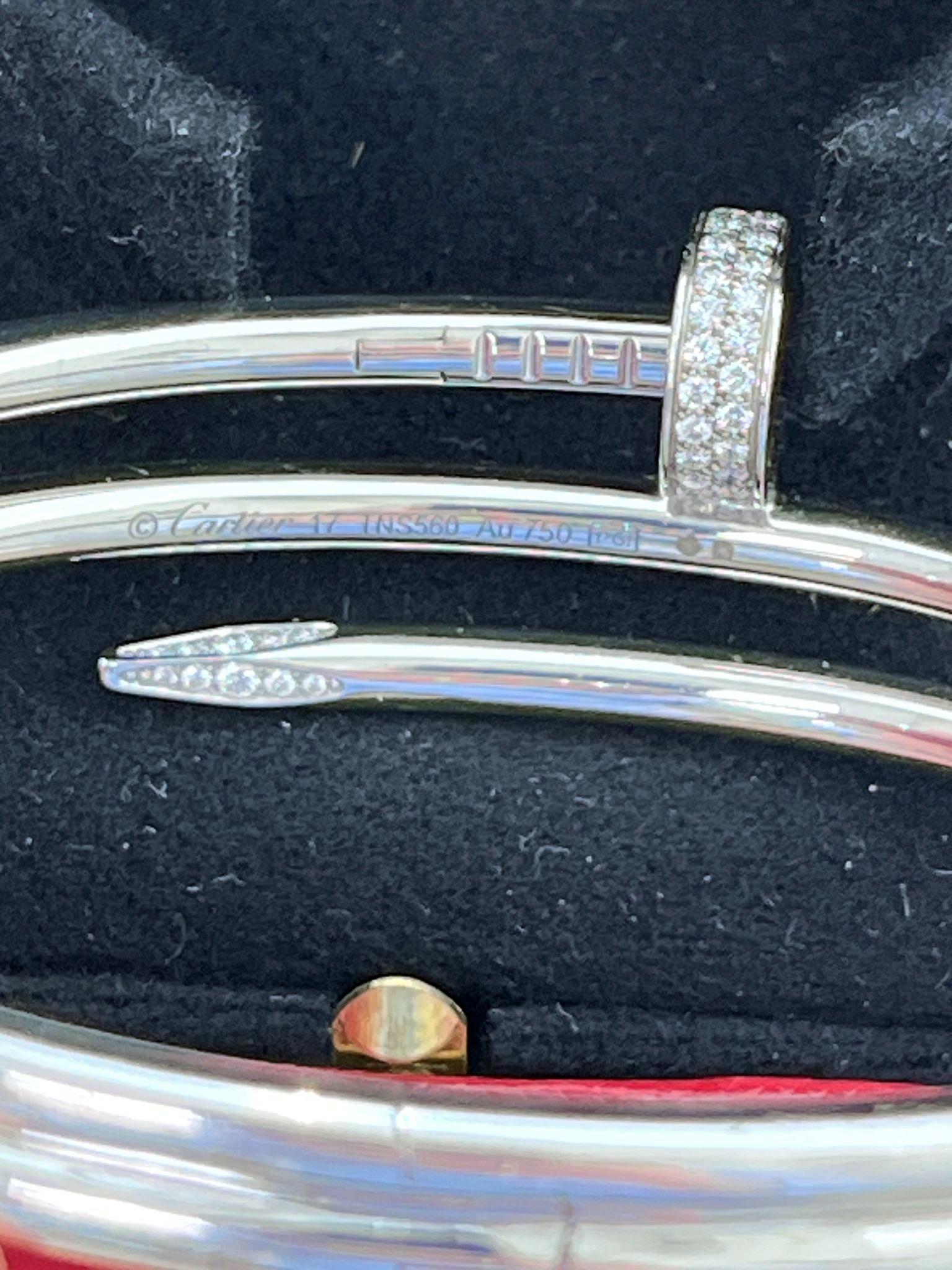 Donna Cartier Juste un Clou Bracciale a doppio chiodo con 0,51 carati di diamanti in oro bianco 18 carati in vendita