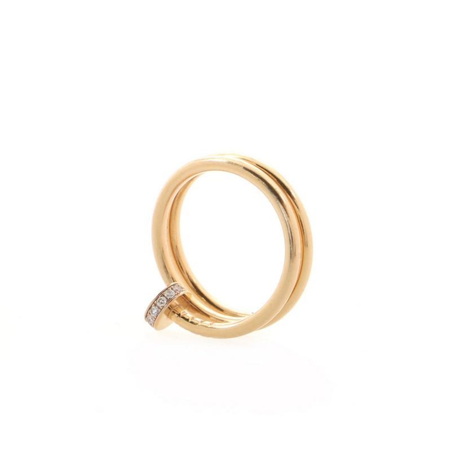 Cartier Juste Un Clou Double Ring 18K Rose Gold and Diamonds Small at  1stDibs