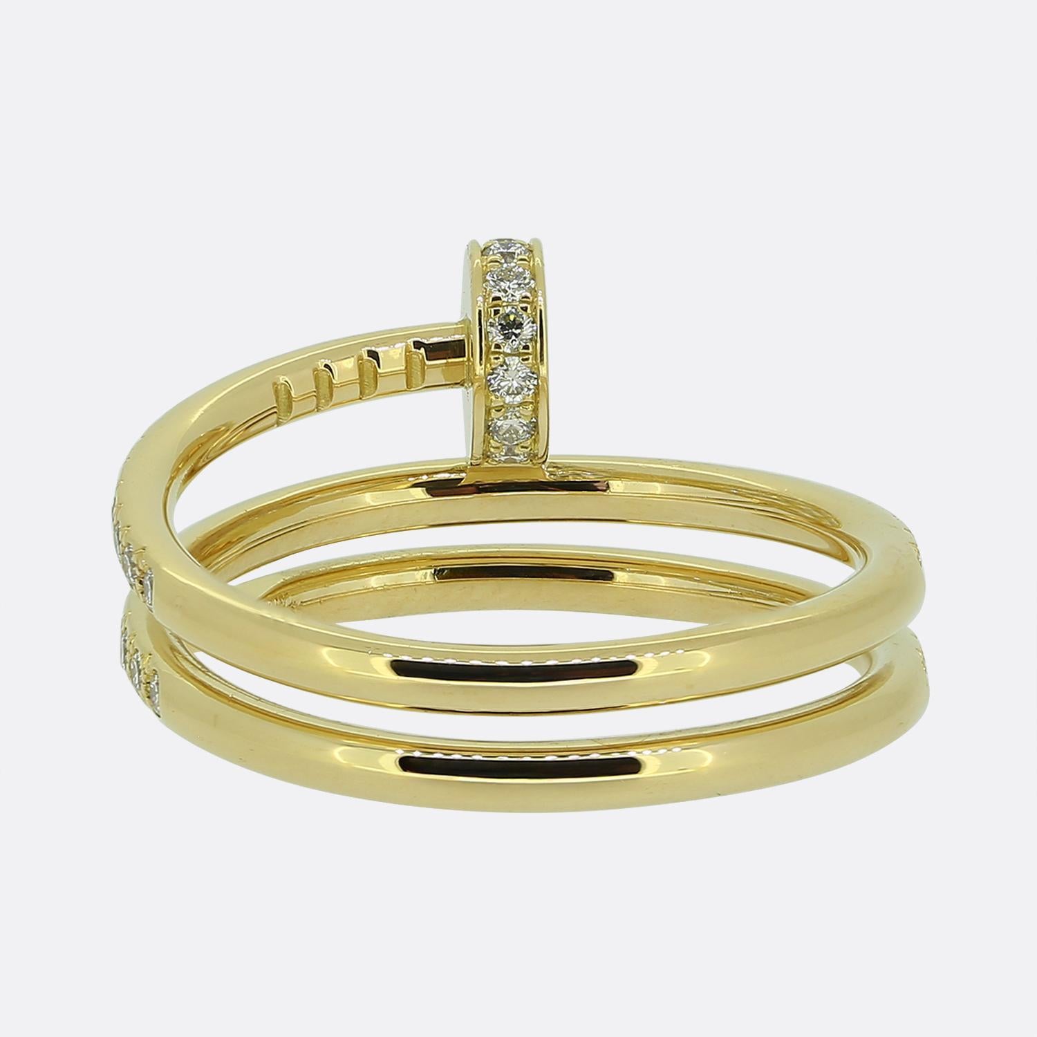 Anillo Cartier Juste un Clou Doble Diamante Semi-Pavé Talla M (53) en Bueno estado para la venta en London, GB