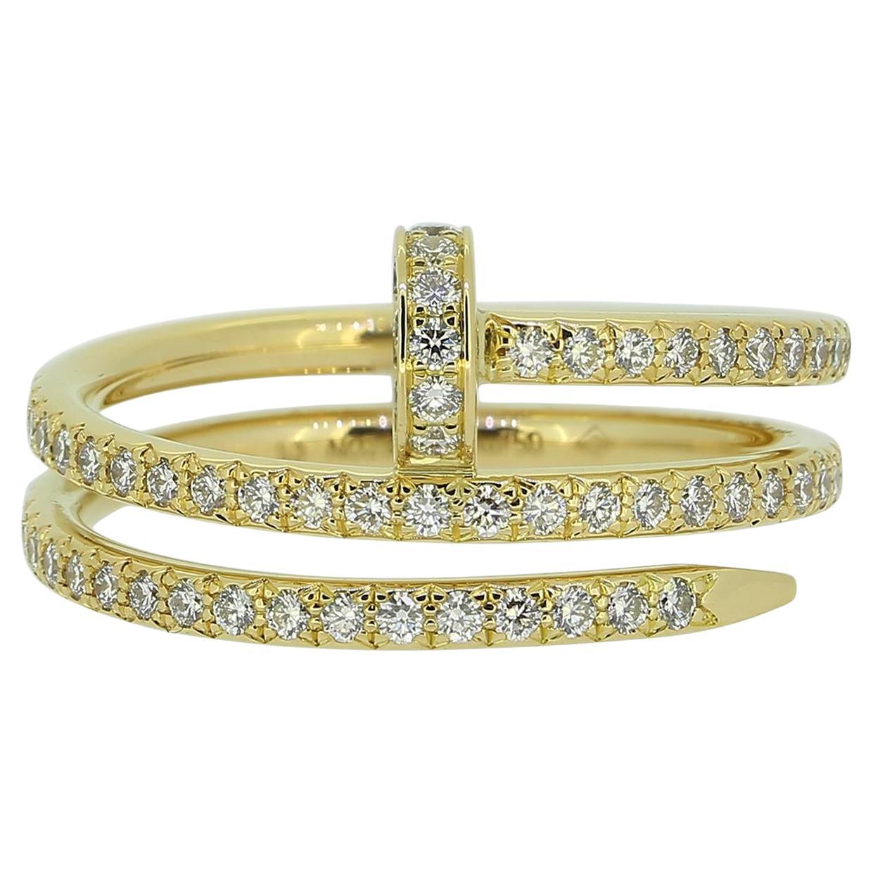 Anillo Cartier Juste un Clou Doble Diamante Semi-Pavé Talla M (53) en venta