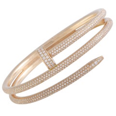 Cartier Juste un Clou Voll Diamant Pave zwei Spule Rose Gold Armreif