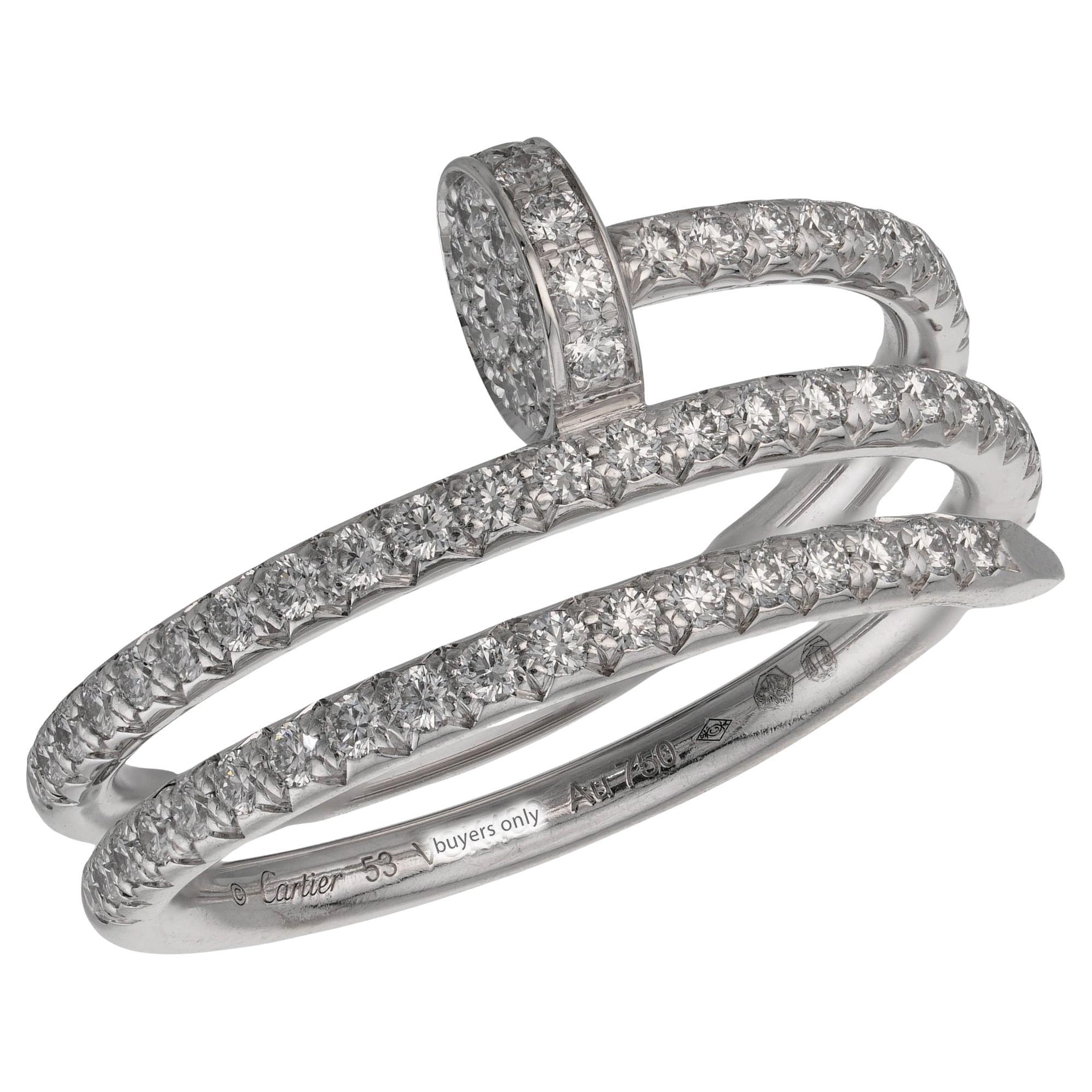 CARTIER Juste un Clou Half Pave Diamond White Gold Ring im Angebot