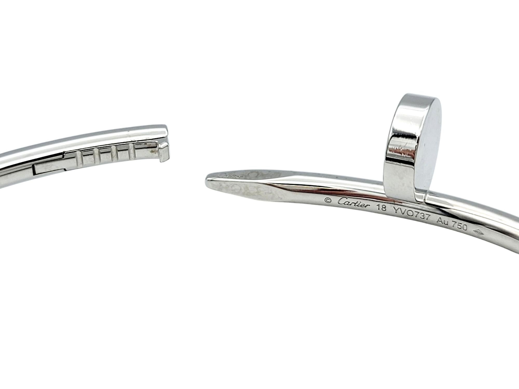 Cartier Juste Un Clou Bracelet jonc à charnières en or blanc 18 carats, taille 18 en vente 5