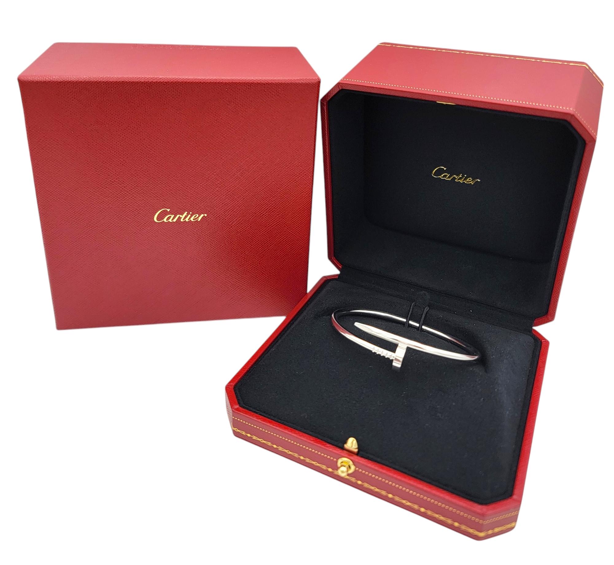 Cartier Juste Un Clou Bracelet jonc à charnières en or blanc 18 carats, taille 18 en vente 6