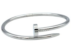 Cartier Juste Un Clou Hinged Bangle Bracelet in 18 Karat White Gold, Size 18